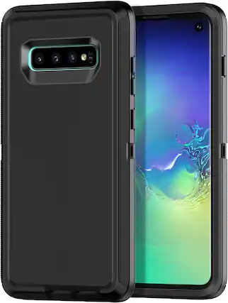Front. Entronix - Entronix Heavy Duty Case for Samsung Galaxy S10 Plus - Ultimate Triple-Layer Protection - Black.