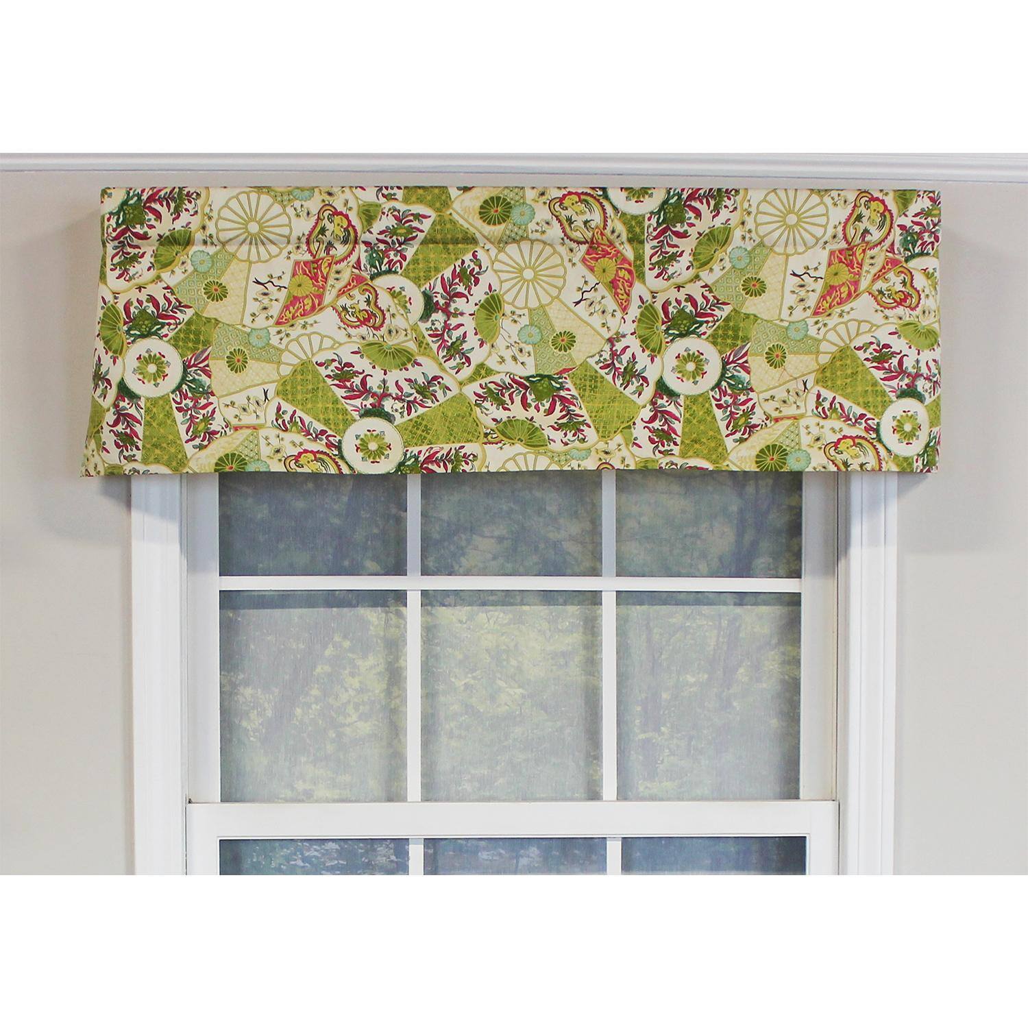 Angle. RLF Home - RLF Home Selene Tailored 100% Cotton with Fully Lined 3" Rod Pocket Valnance for Windows 50" x 14" Multi - Multi.