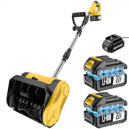 GlowWise - Cordless Electric Snow Shovel, 12-Inch Width | 6-Inch Depth Snow Blower, Lightweight Snow Thrower Machine, 2 Batteries - Yellow