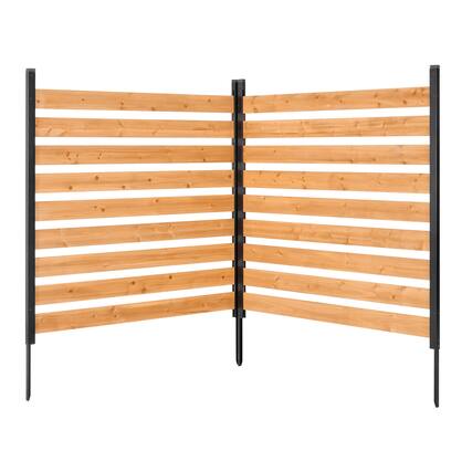 Front. VEVOR - Wooden Privacy Fence, 48 x 49 x 28 inch Air Conditioner Fence, 2 Panel Solid Outdoor Wood Privacy Screen - Wood brown.