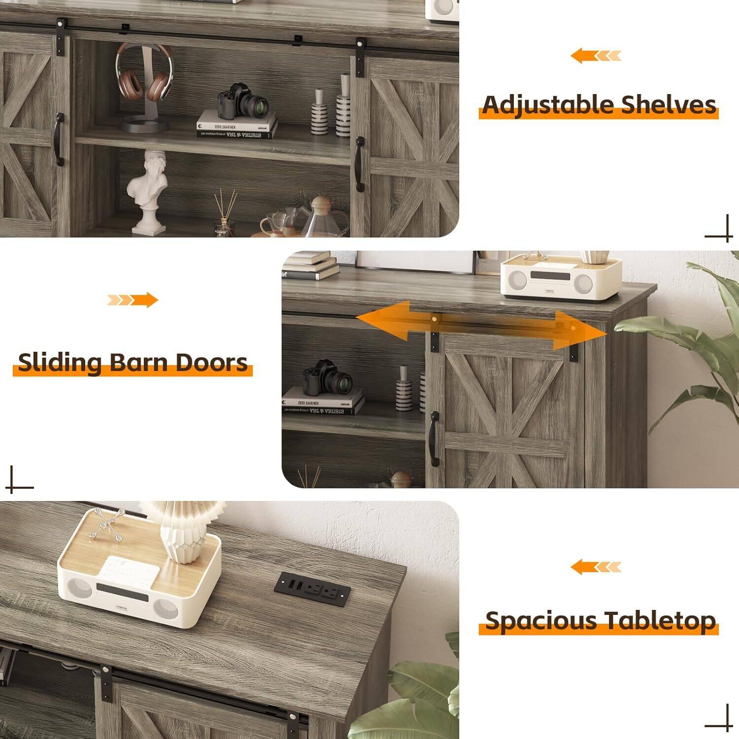 - TRUNC Adjustable Shelves
- Sliding Barn Doors
- Spacious Tabletop