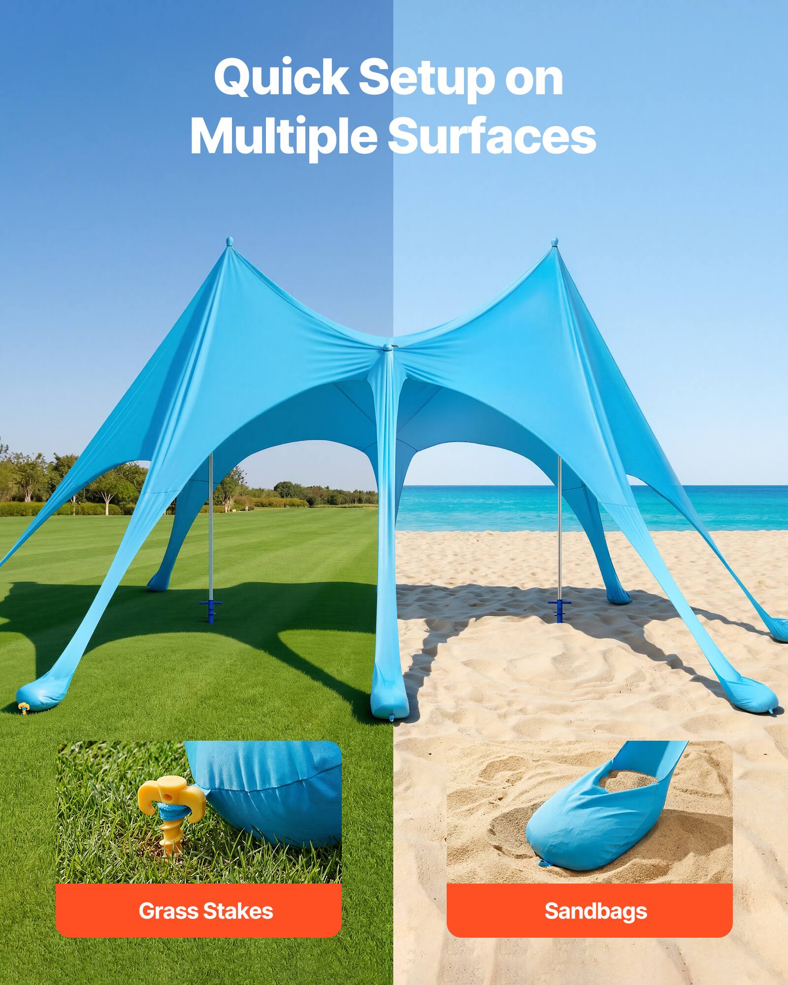 Quick Setup on Multiple Surfaces

Grass Stakes

Sandbags