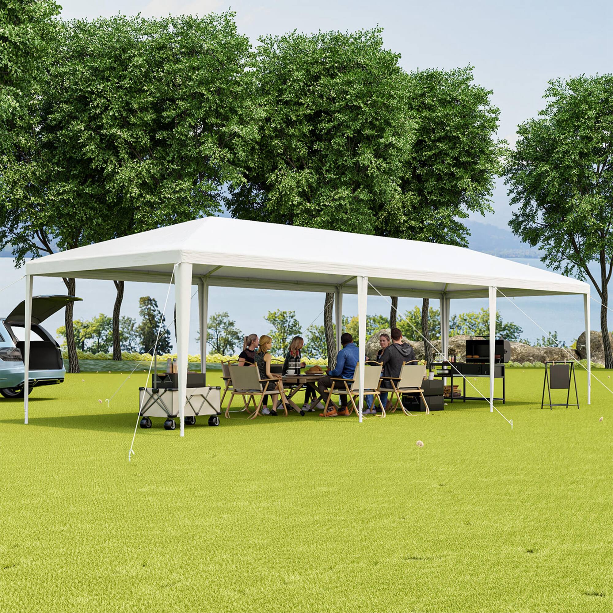 Alt View 3. Costway - Costway 10'x30'Heavy duty Gazebo Canopy Outdoor Party Wedding Tent - White.