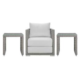 Aura 3 Piece Outdoor Patio Wicker Rattan Set by Modway - Gray White