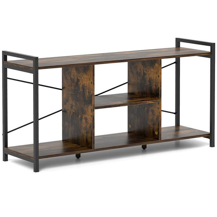 SlickBlue - Industrial TV Stand for TVs, Entertainment Center with Storage and Shelves - Rustic Brown, Black