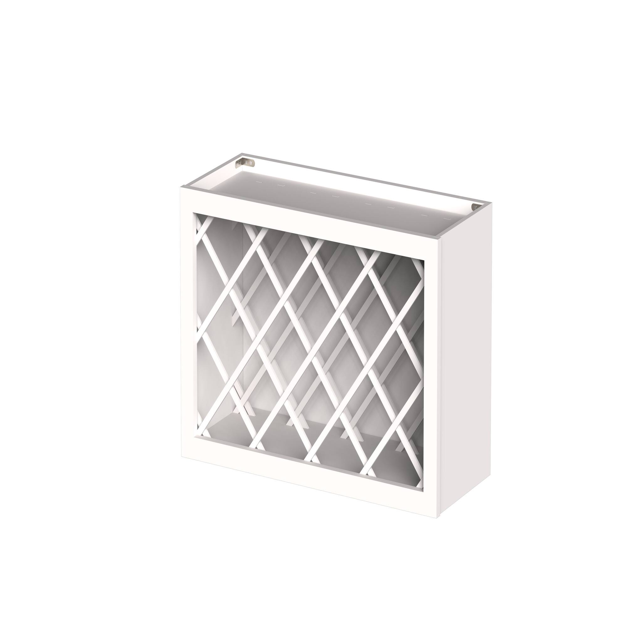 Angle. Boyel Living - 30-in W x 18-in H x 12-in D Slim Shaker RTA Kitchen Wine Rack Wall Cabinet - Snow White.