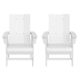 WestinTrends - Ashore Outdoor Patio HDPE Plastic Modern Adirondack Dining Chairs (Set of 2) - White