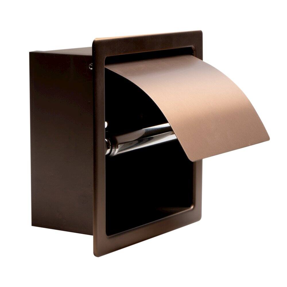 Alt View 1. Alfi - PVD Brushed Copper Stainless Steel Recessed Toilet Paper Holder with Cover - Brown.