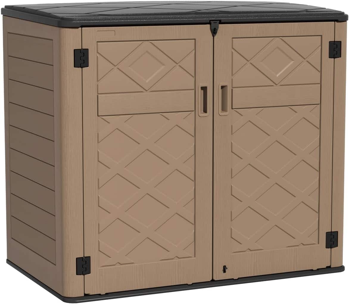 Yardgrace - 48 Cu.ft Horizontal Outdoor Storage Shed, Weather Resistant for Garden Patio Backyard, Store Garbage Cans Lawn Mower - Brown