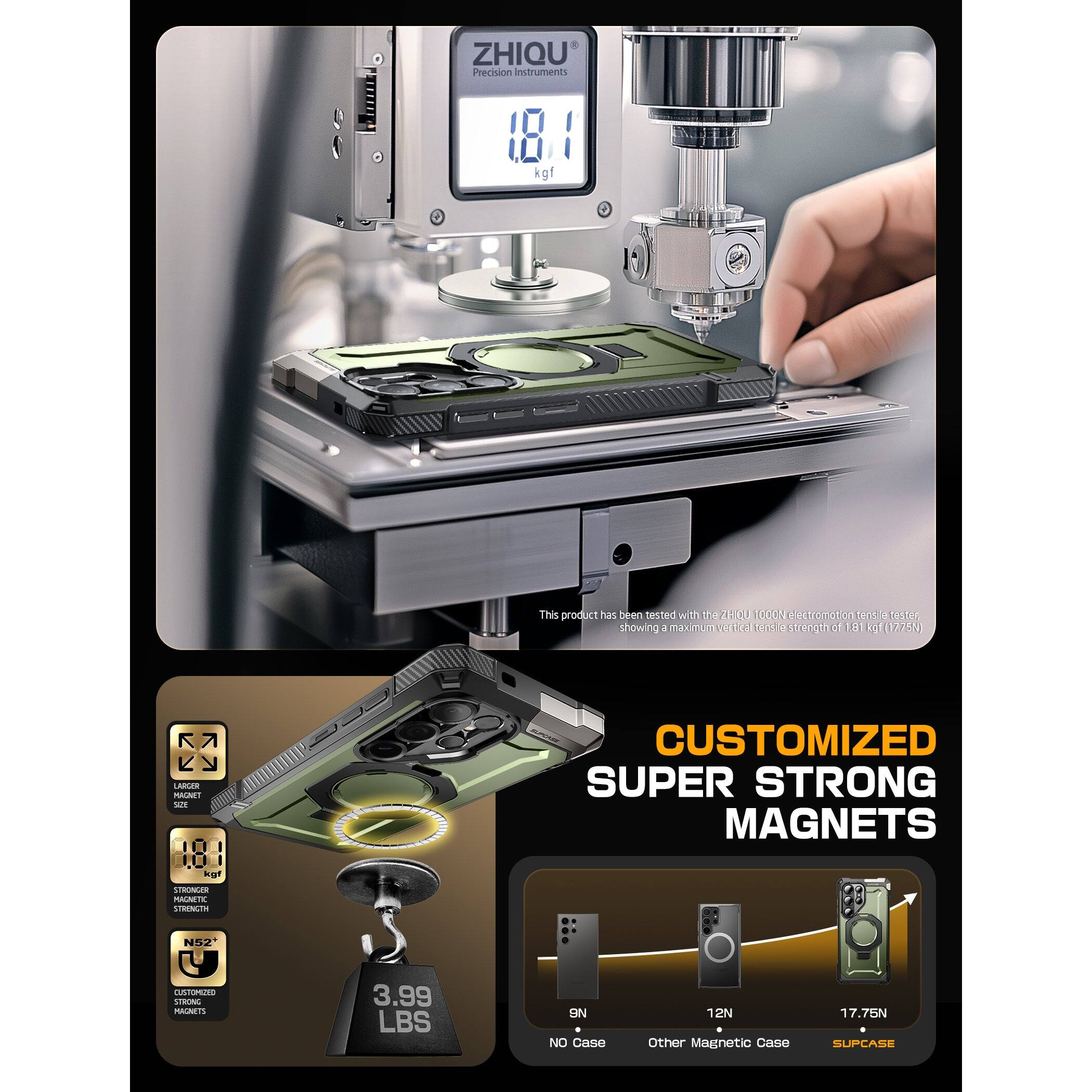 ZHIQU Precision Instruments

18 kgf

This product has been tested with the 2100 OOCN Fectronator contactor showing a maximum vertical magnetic force of 181 lbf (775N).

CUSTOMIZED SUPER STRONG MAGNETS

- 9N
- 12N
- 17.75N

NO Case
Other Magnetic Case
SUPCASE

3.99 LBS

N52
CUSTOMIZED MAGNETS