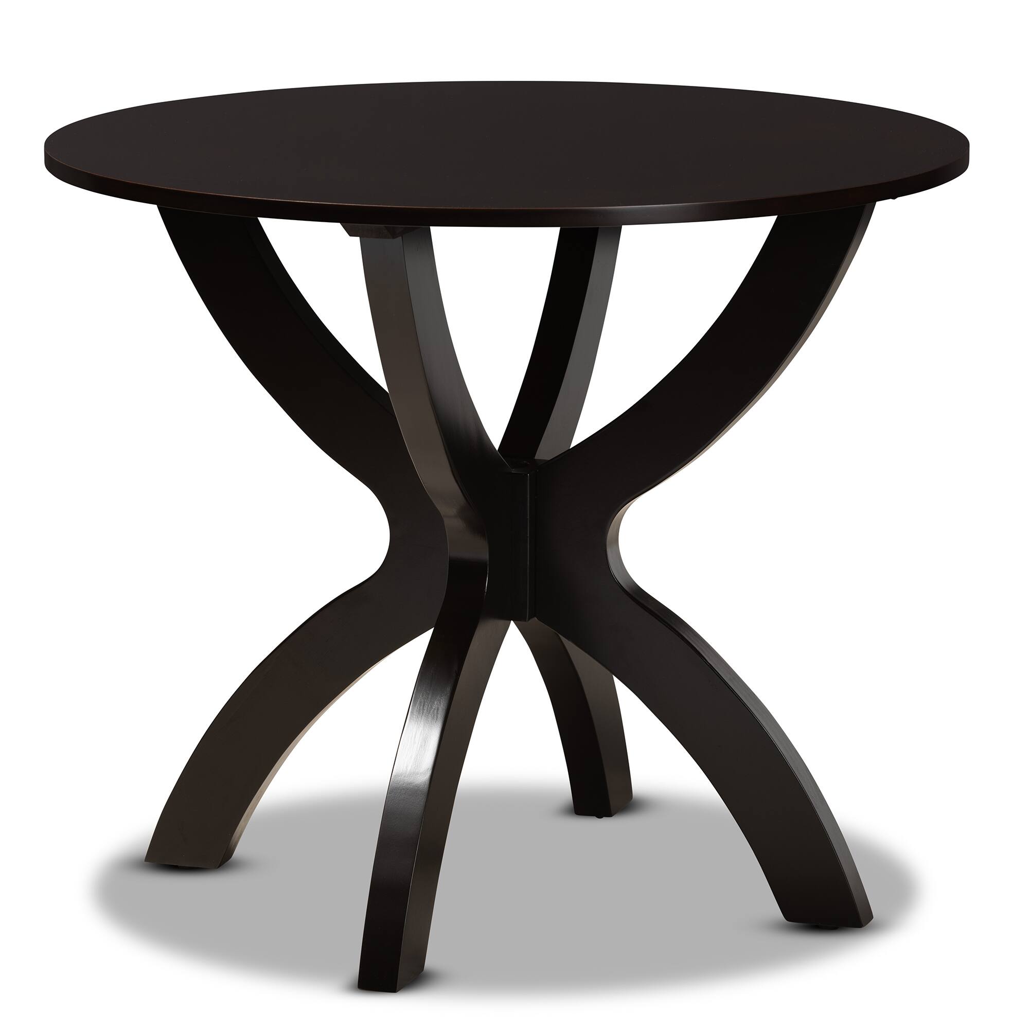 Front. Baxton Studio - Tilde Modern and Contemporary Finished 35-Inch-Wide Round Wood Dining Table - Dark Brown.