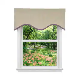 RLF Home - Lilac Stripe Trimmed Cornice Window Valance 100% Cotton Lined Rod Pocket 50" x 17" - Purple