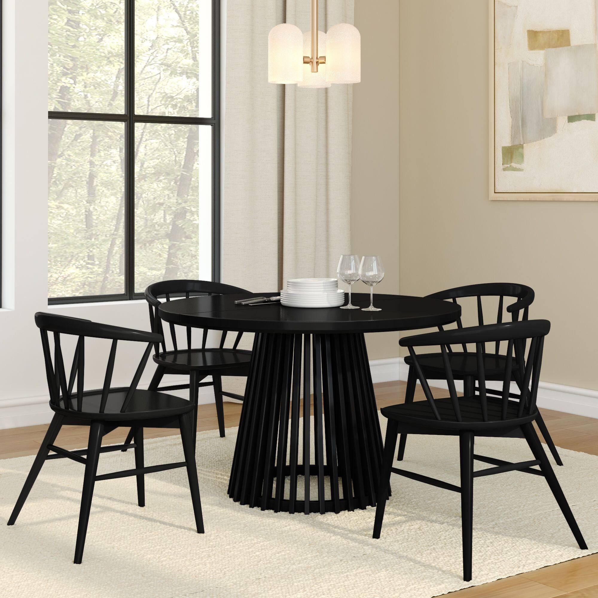 Alt View 5. Plank+Beam - Lido Round Dining Table (47in / 1194mm)|| Black - Black.