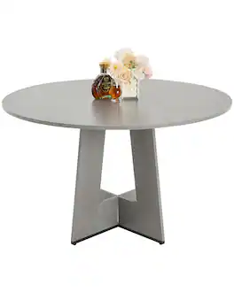 VEVOR - Round Dining Table, 47 inch Wood Table for 4-6 Person, Farmhouse Circle Dinner Furniture - Gray
