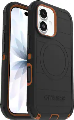 OtterBox - iPhone 17 (Only) - Defender Series Case - Case Only - Snaps on MagSafe - Tough - Rugged & Durable - Black Chateau (Black & Orange)