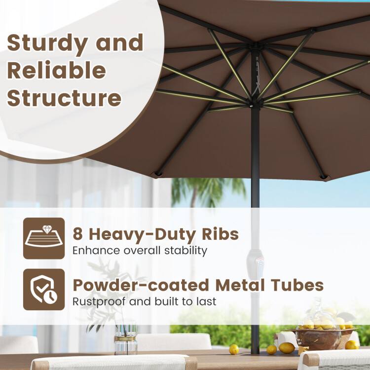 Sturdy and Reliable Structure

8 Heavy-Duty Ribs Enhance overall stability

Powder-coated Metal Tubes Rustproof and built to last