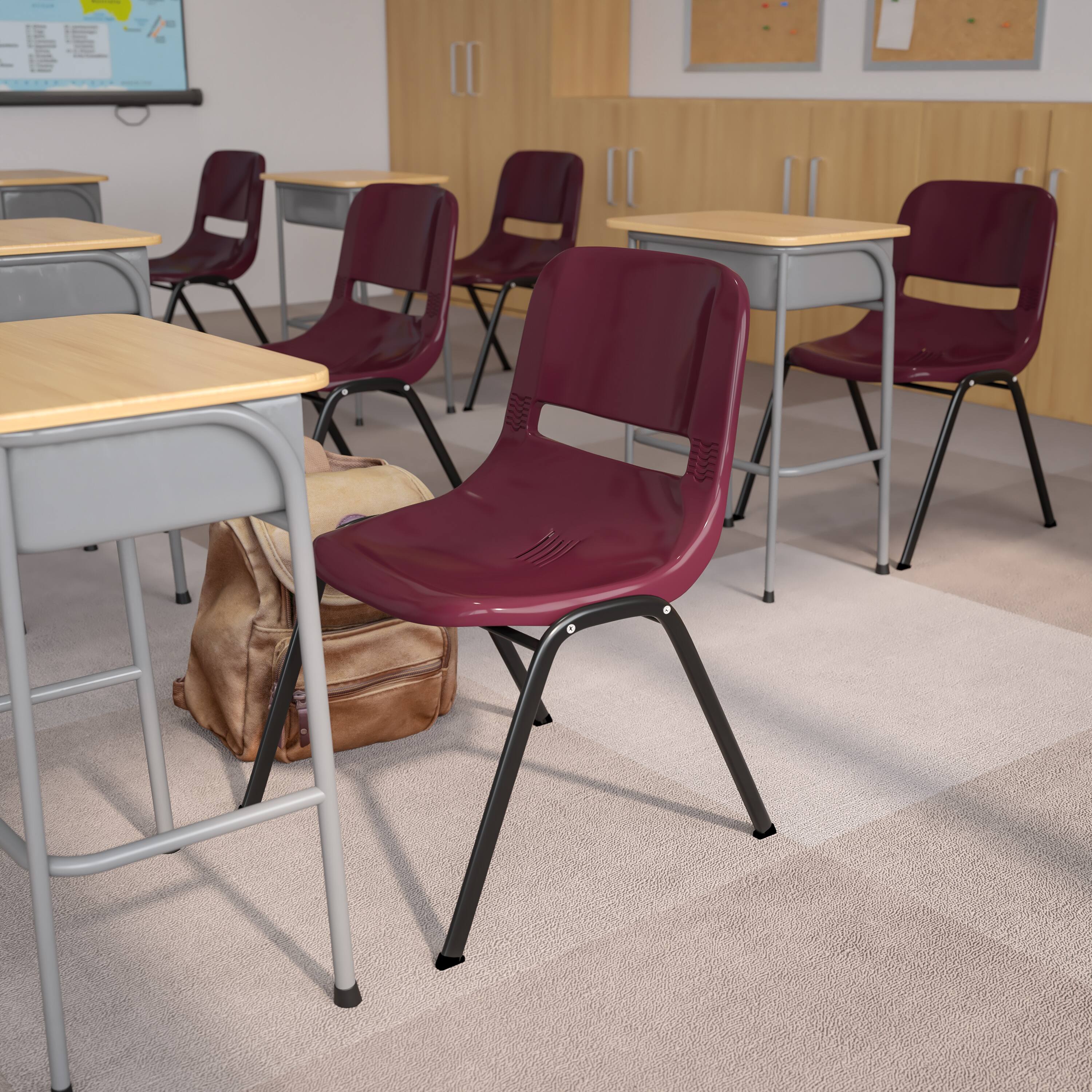 Alt View 1. Emma + Oliver - Ergonomic Shell Student Stack Chair - Classroom Chair / Office Guest Chair - Burgundy.