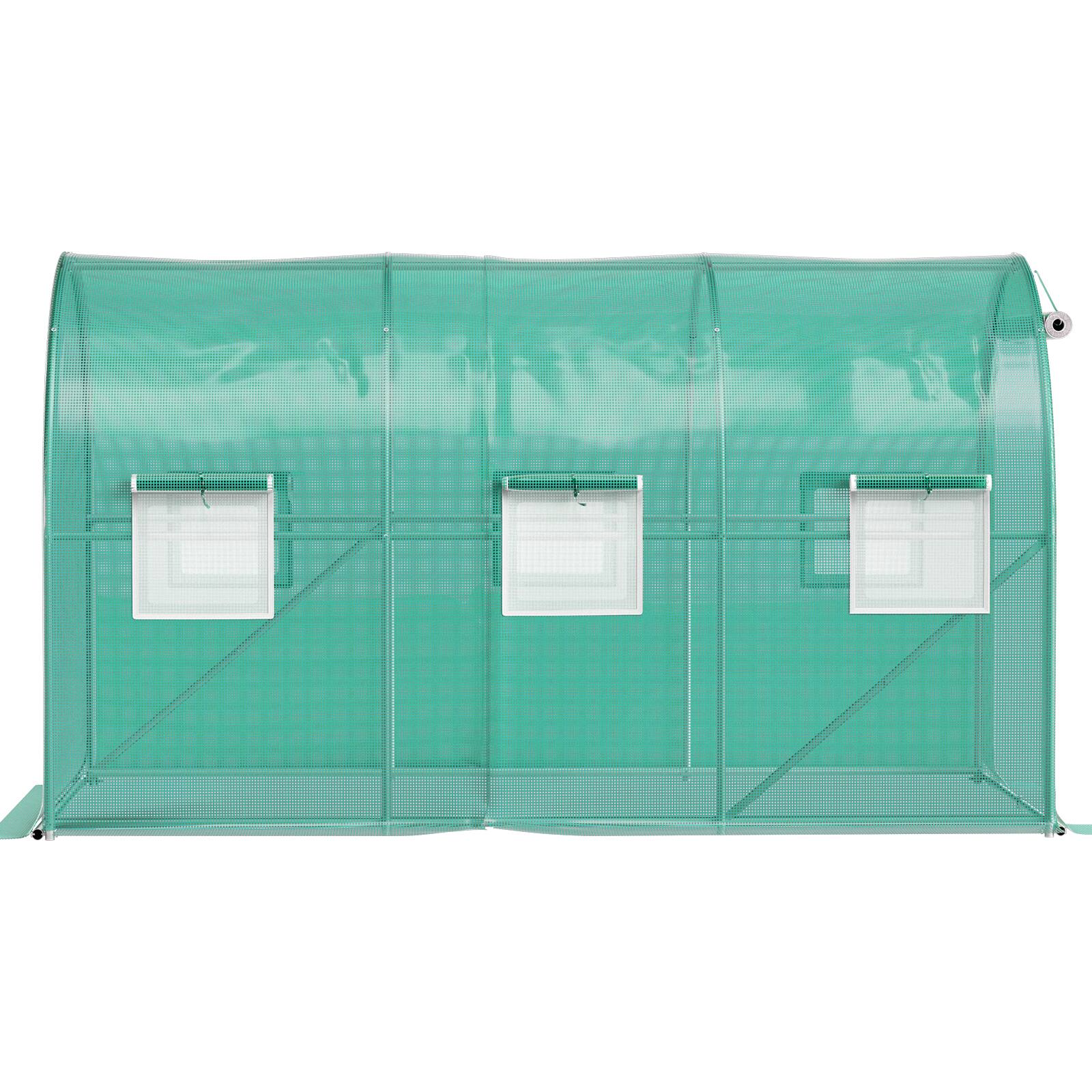 Alt View 5. VEVOR - 12 x 7 x 7 ft Walk-in Tunnel Greenhouse, Portable Plant Hot House with Galvanized Steel Hoops, 1 Top Beams - Green.