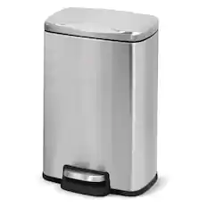 Front. Innovaze - 1.3 Gal./5 Liter Rectangular Stainless Steel Step-on Trash Can for Bathroom and Office - Silver.