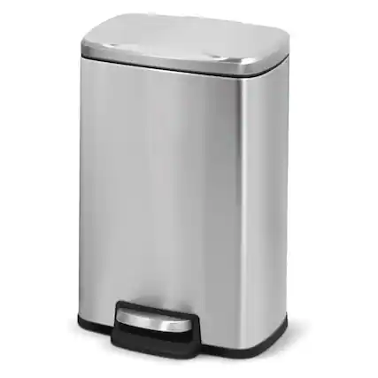Front. Innovaze - 1.3 Gal./5 Liter Rectangular Stainless Steel Step-on Trash Can for Bathroom and Office - Silver.