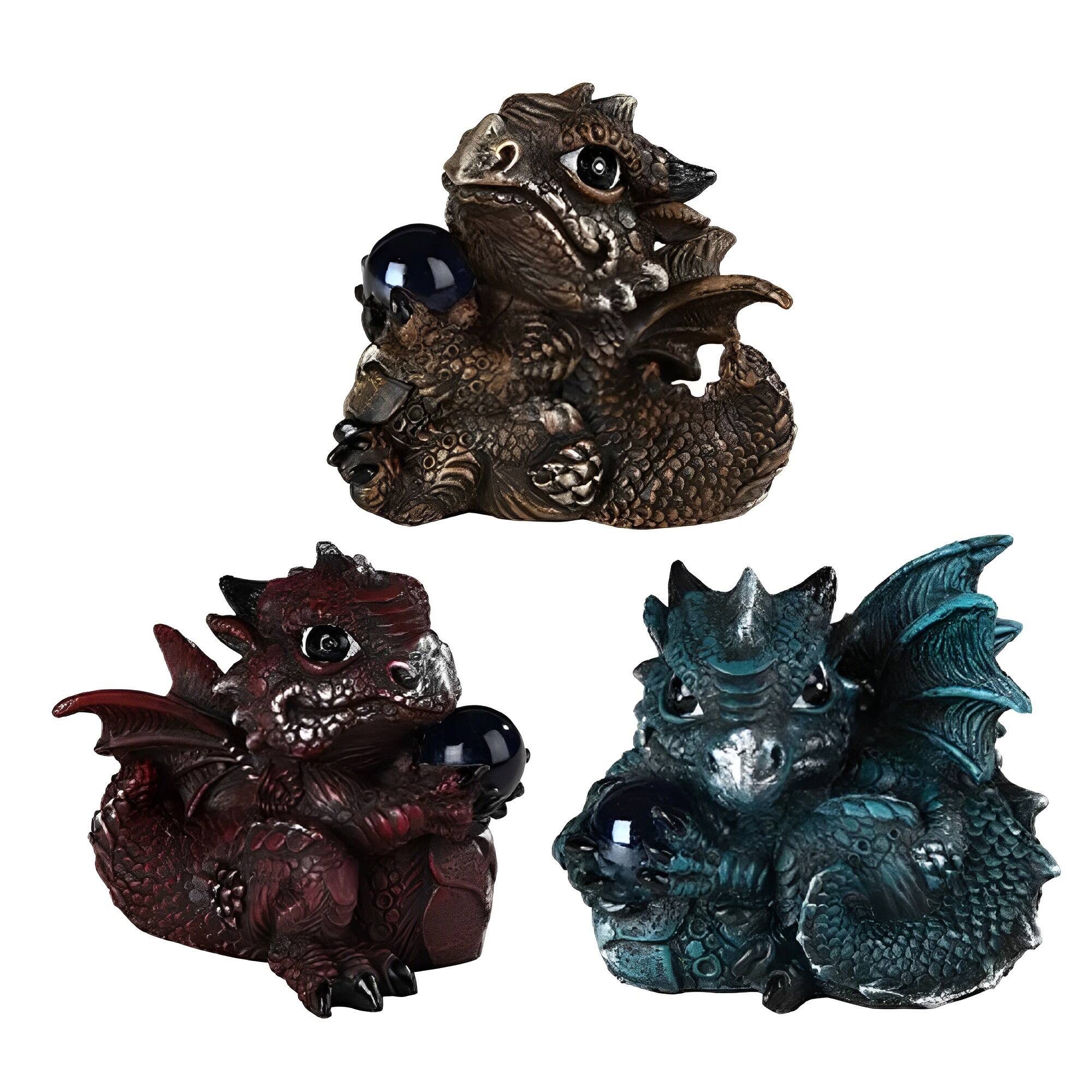 FC Design - 3-PC Dragon Baby Figurine Statue Set 3.75"H Office/Computer Desk Tabletop Medieval Gaming Home Decor Gift - Multi-Color