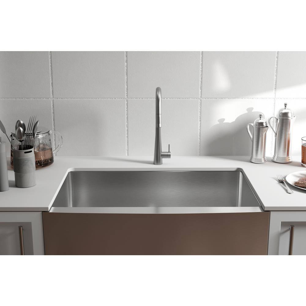 Alt View 7. Elegant Kitchen and Bath - Stainless Steel farmhouse kitchen sink L33'' x W21'' x H10" - Stainless Steel.