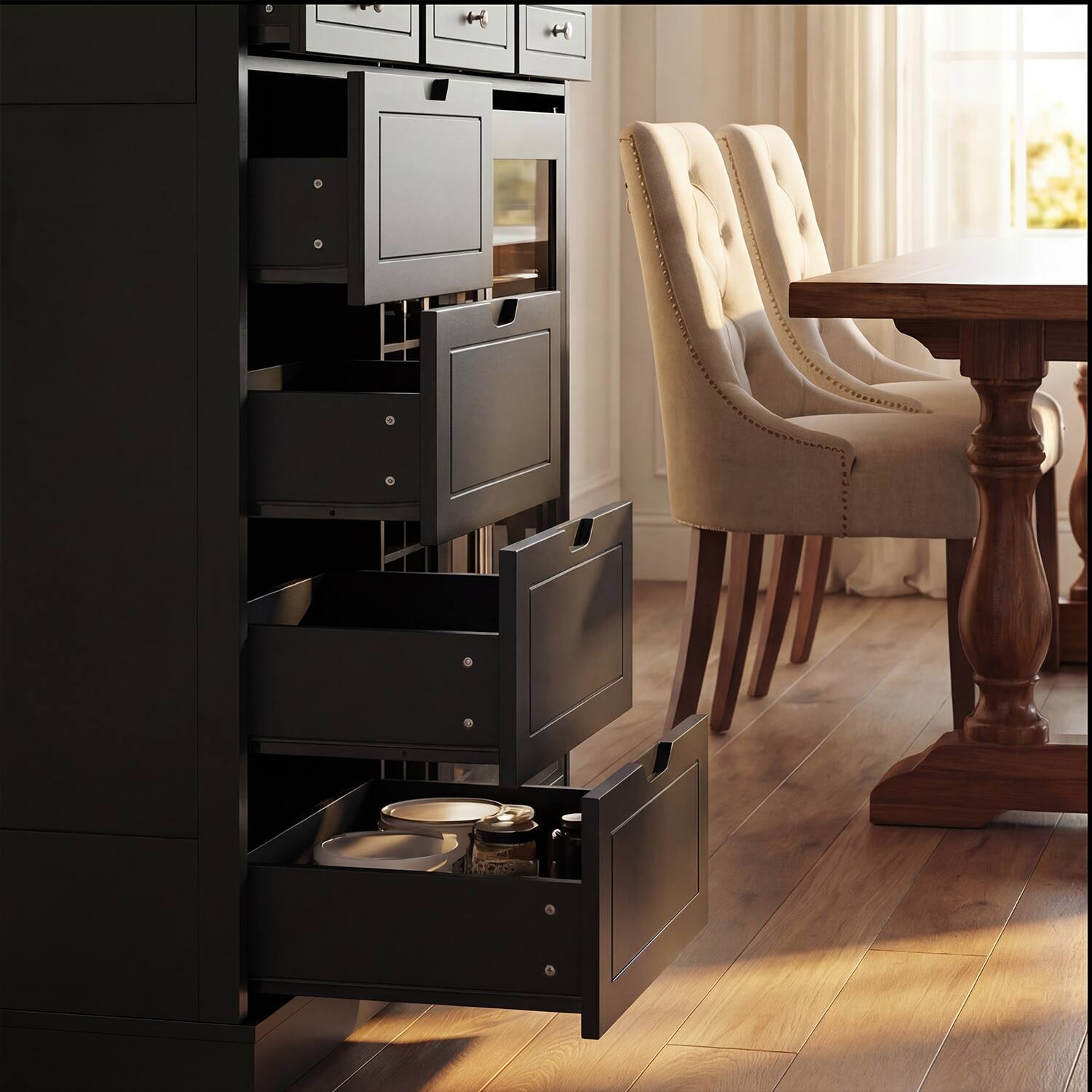 Alt View 1. Famapy - Wine Furniture Cabinet with Built-In Compressor Wine Cooler Refrigerator, 85L Capacity Stores Up to 34 Standard Bottles - Black.