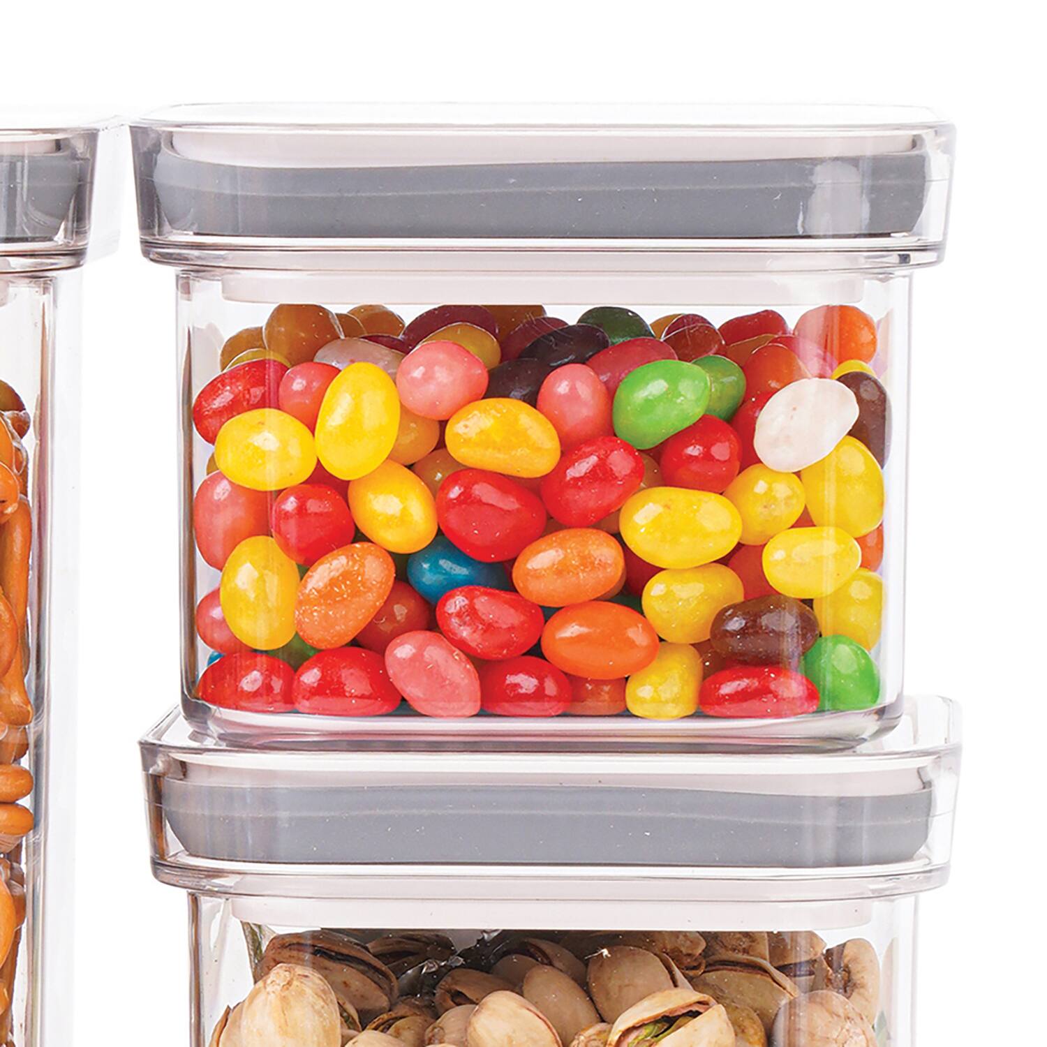 Back. Pantrymate - Square Container 3-Piece Set - Clear/White.