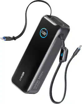 Anker - Nano Power Bank (25K, 165W, Built-In and Retractable Cables) - Black