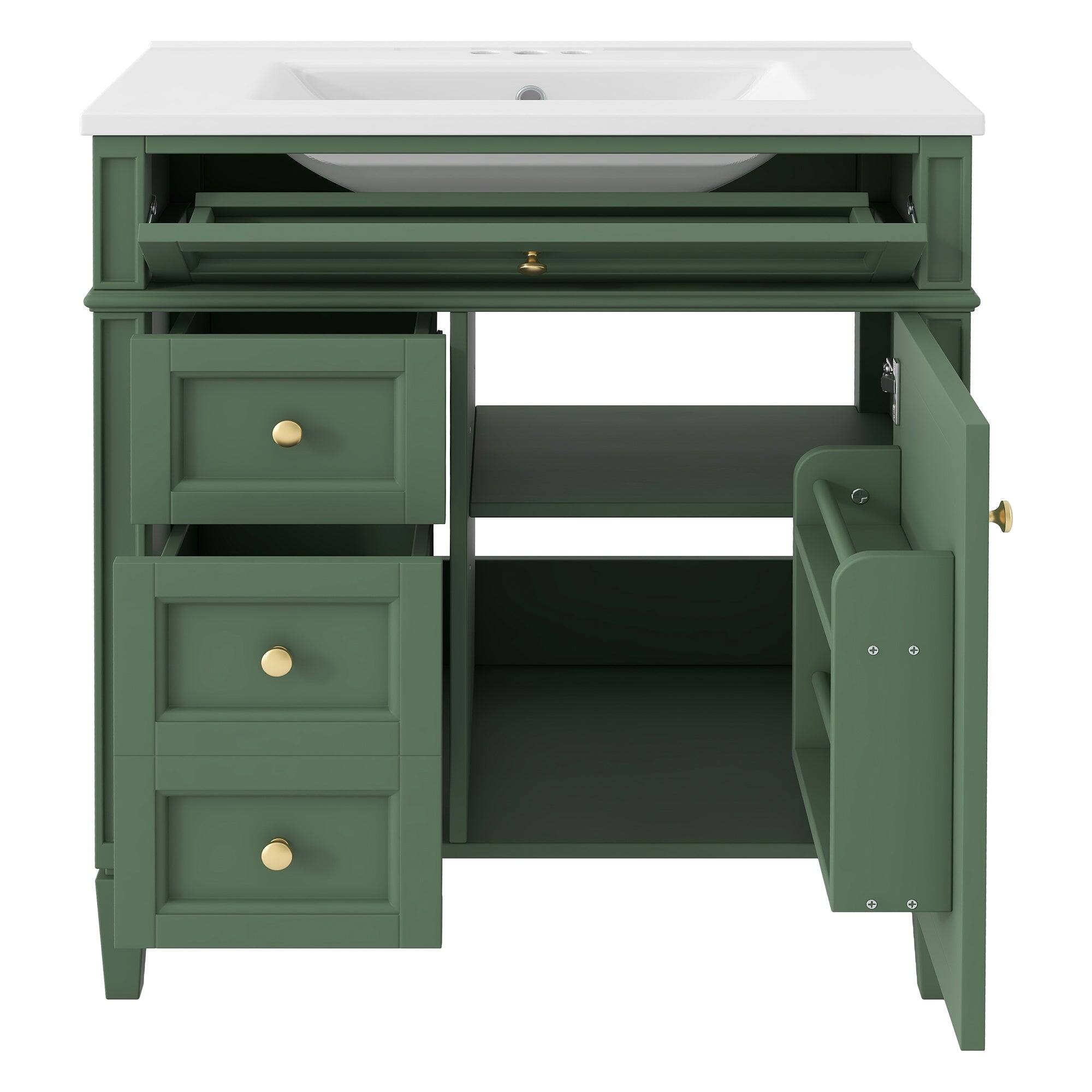 Alt View 10. Boyel Living - 30 Inch Bathroom Vanity with Sink Modern Storage Cabinet with 2 Drawers and Tip Out DrawerGreen - Green.