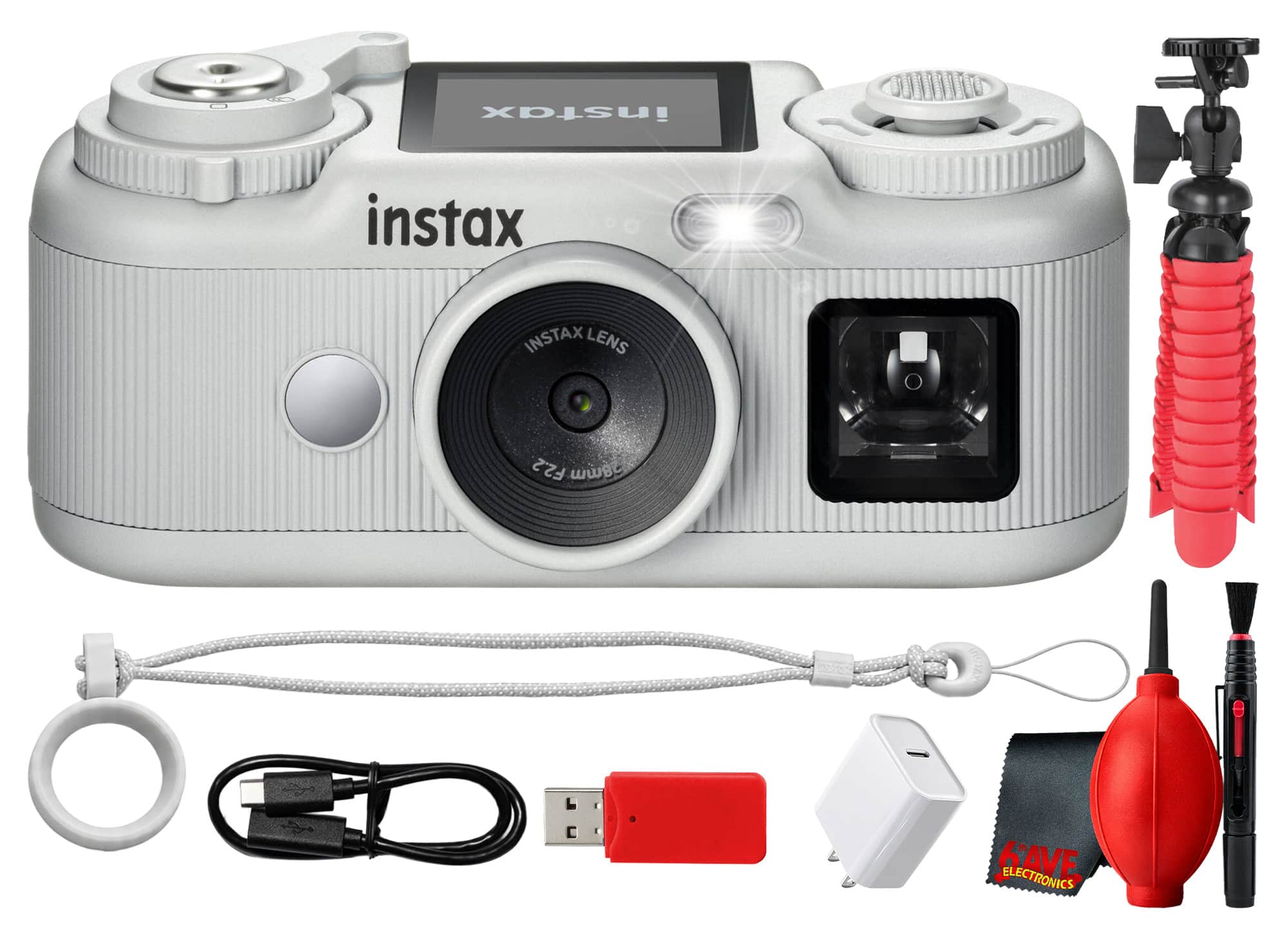 Fujifilm - instax Pal 2 Digital Camera Compact Instant Hybrid Bundle - White