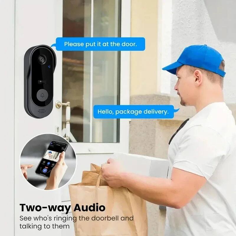 Please put it at the door.

Hello, package delivery.

Two-way Audio
See who's ringing the doorbell and talking to them