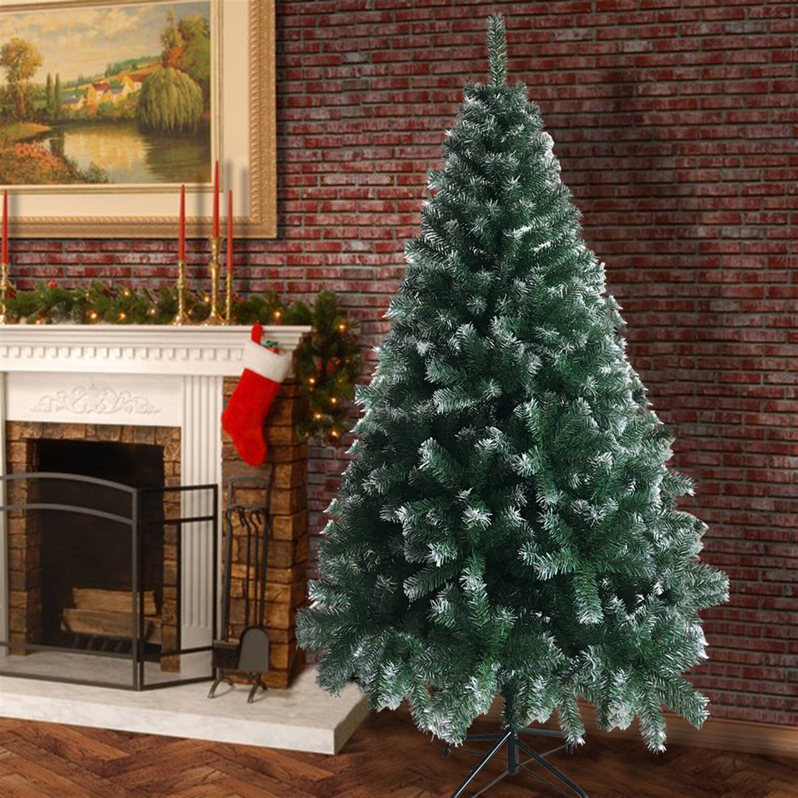 Alt View 2. VAVSEA - 6 ft White & Green Artificial Christmas Tree, 650 Tips Unlit Xmas Tree with Iron Stand for Indoor Holiday Decor - Green.