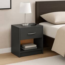Hivvago - Wooden Bedside Unit with Shelf and Storage Drawer - Gray
