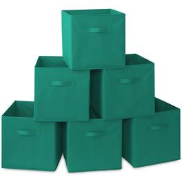 Casafield - (Set of 6) Collapsible Fabric Cubes - Storage Bins - Teal