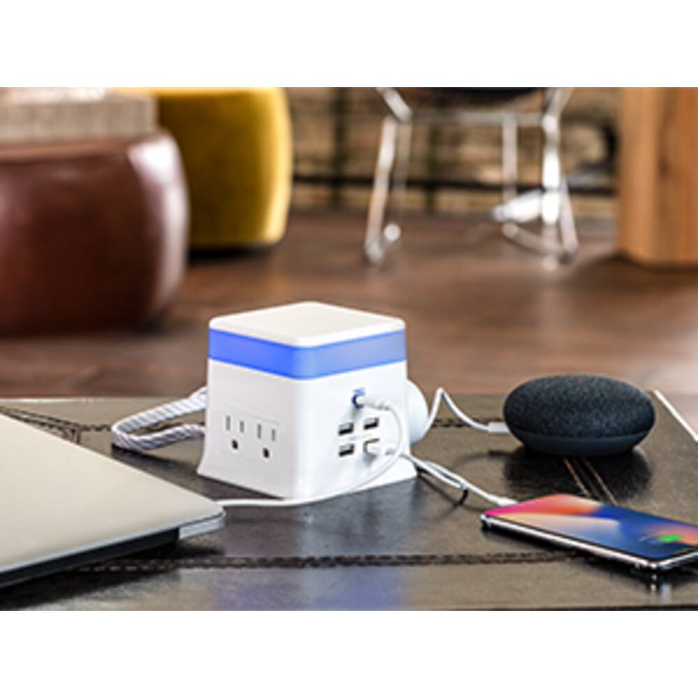 Alt View 3. CyberPower - PS406UCX4 Home Office Surge Protectors - White.
