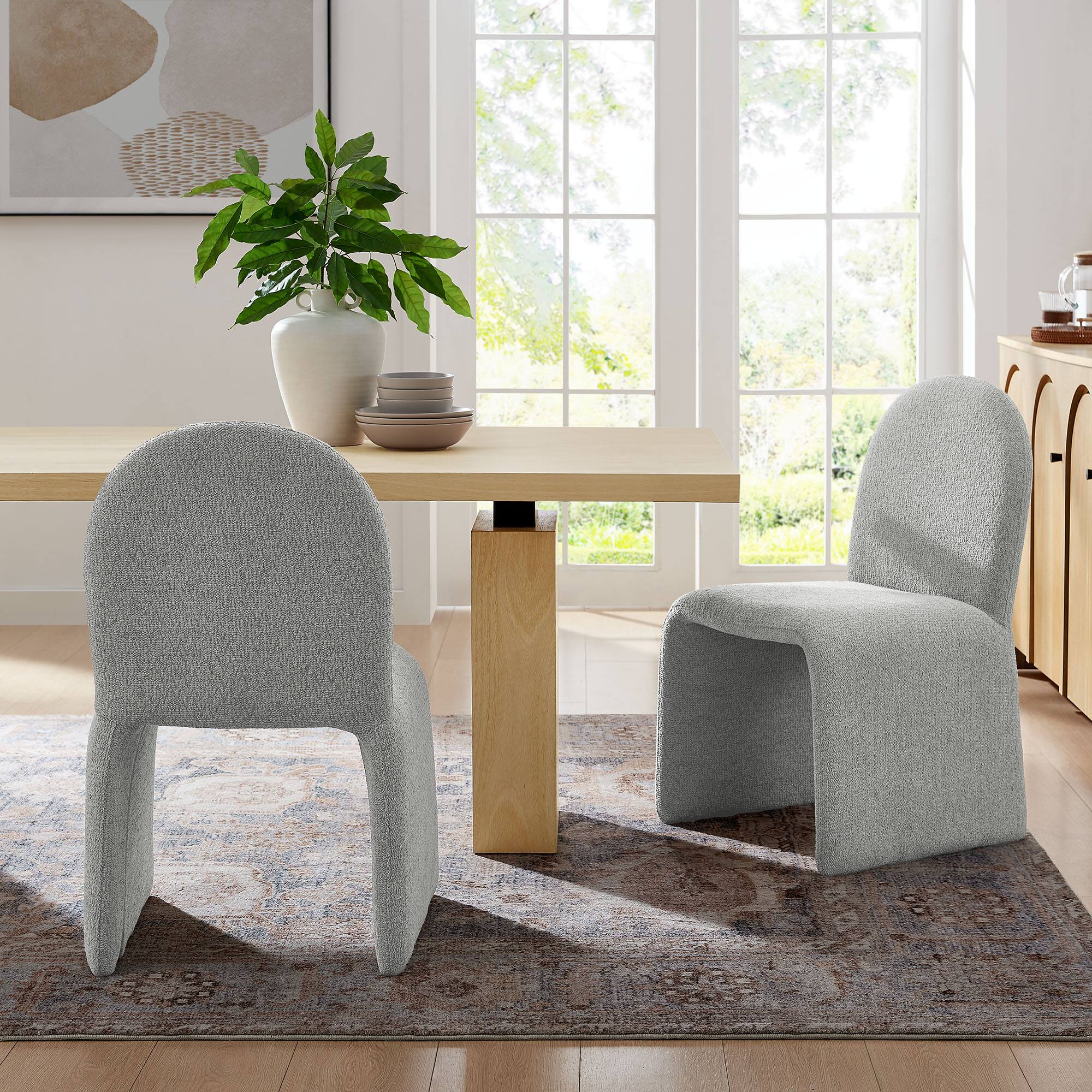 Alt View 5. Modway - Junia Boucle Upholstered Arch Armless Dining Chair by Modway - Gray.