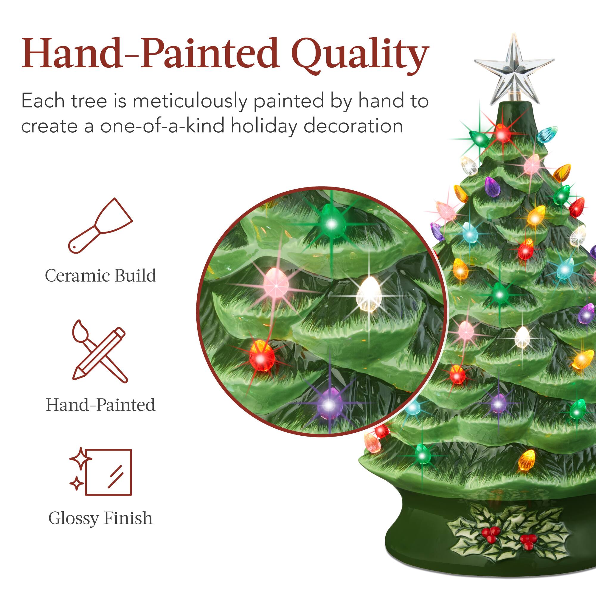Hand-Painted Quality

Each tree is meticulously painted by hand to create a one-of-a-kind holiday decoration

- Ceramic Build
- Hand-Painted
- Glossy Finish