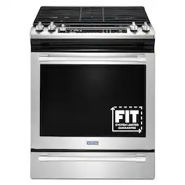 Maytag - 30 in. Wide 5 burners 5.8 cu. ft. Self-Cleaning Fingerprint Resistant Slide-In Gas Convection Range - Stainless Steel