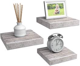 Sorbus - Floating Shelves - Square Mounted Display Ledge for Room Decor in the Bathroom, Home Office - Rustic White