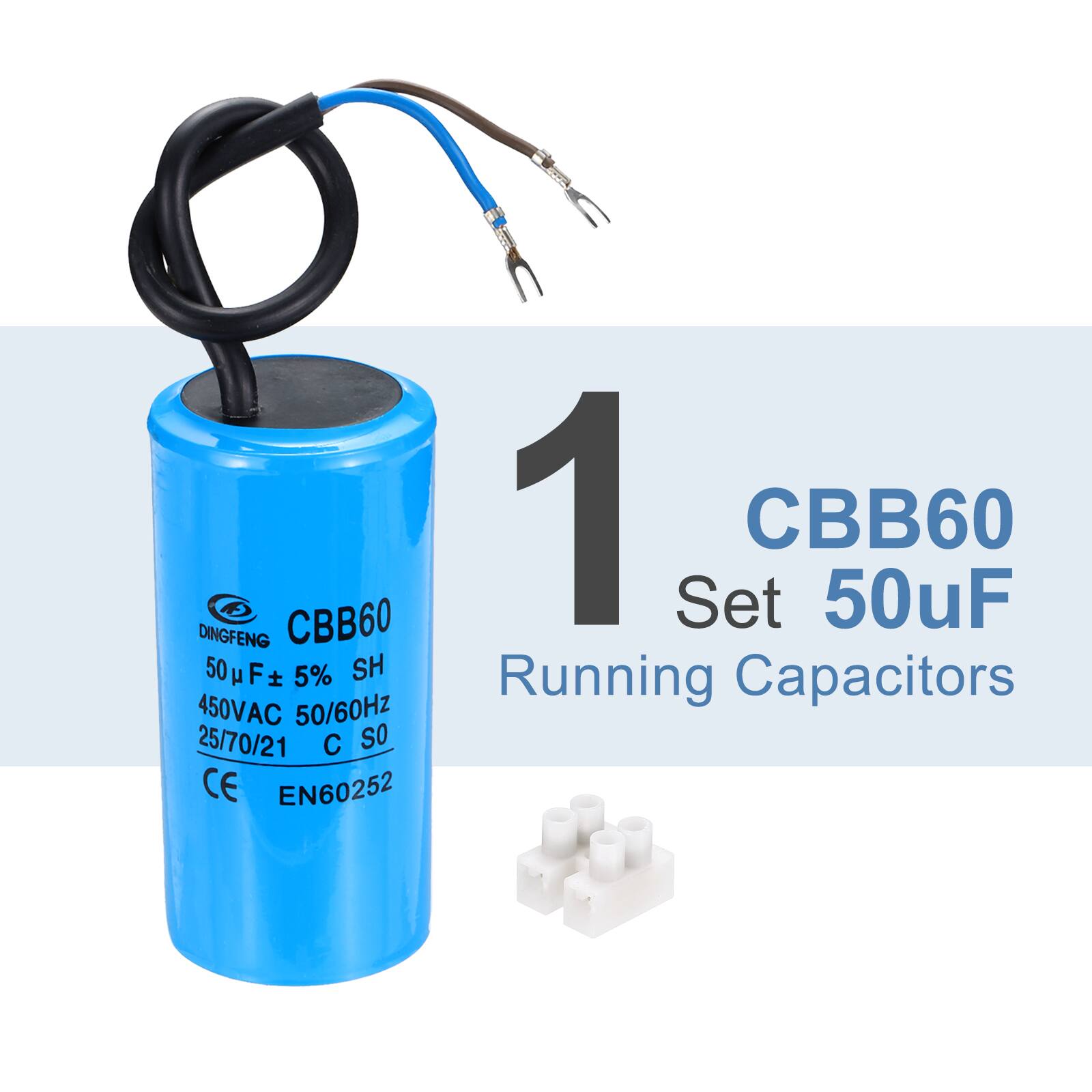 DINGFENG CBB60 50uF ±5% SH 450VAC 50/60Hz 25/70/21 C SO CE EN60252 1 Set CBB60 50uF Running Capacitors