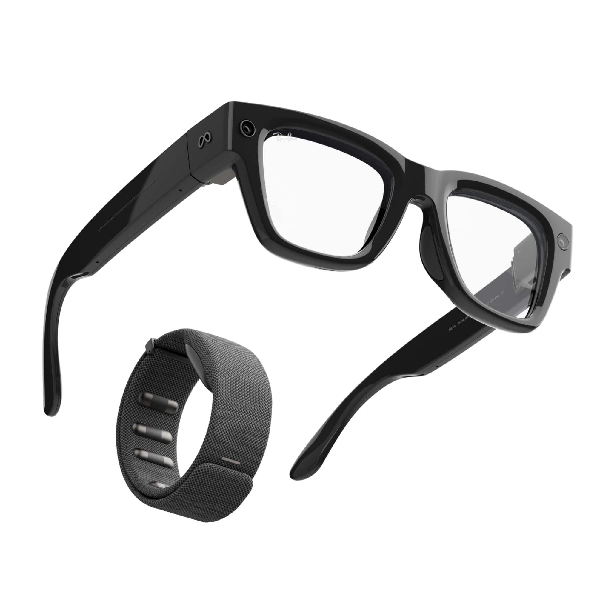 Meta - Ray-Ban Display & Neural Band | AI glasses with in-lens display - Shiny frame, standard - band size 1 - Black