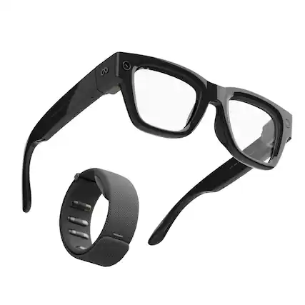 Front. Meta - Meta Ray-Ban Display & Neural Band | AI glasses with in-lens display - Shiny black frame, standard - Black band size 1 - Black.