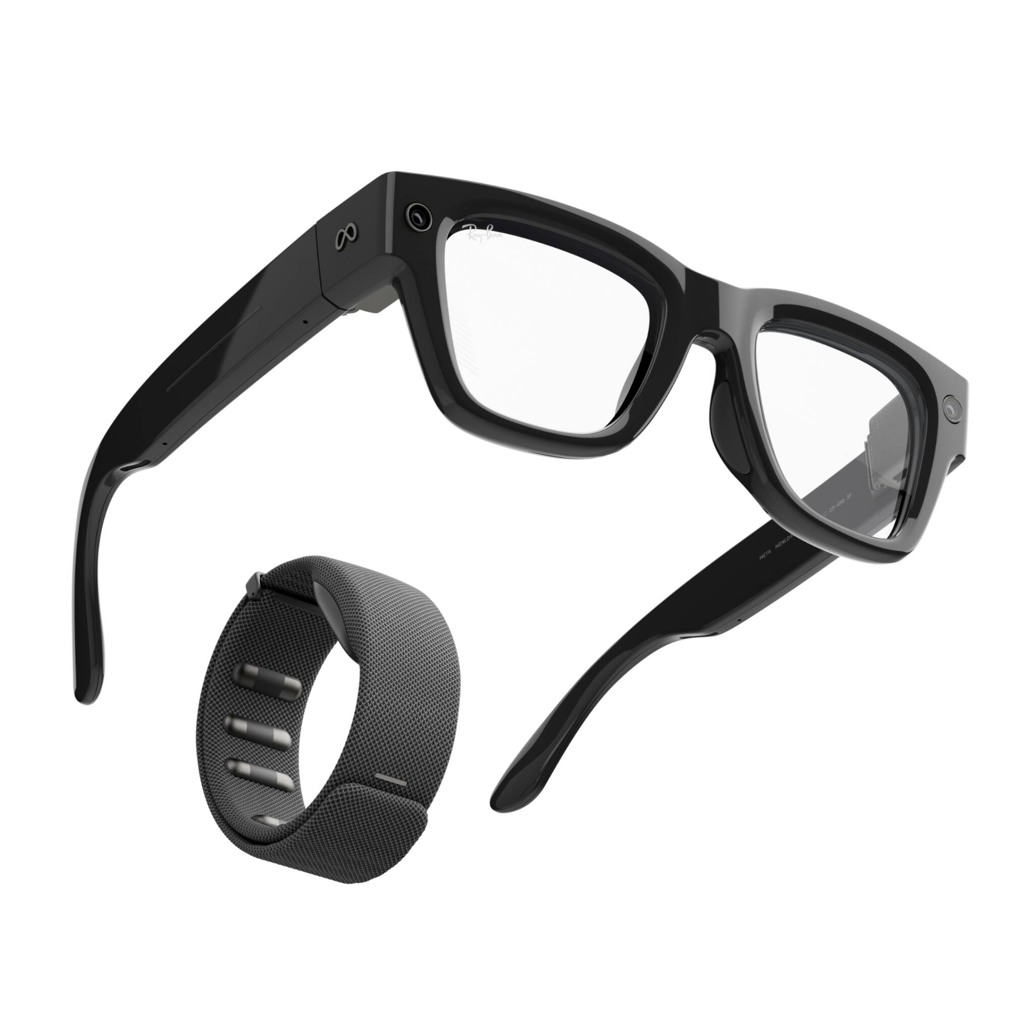 Meta - Ray-Ban Display & Neural Band | AI glasses with in-lens display - Shiny frame, standard - band size 3 - Black