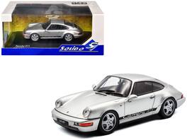 1994 Porsche 911 (964) RS 1/43 Diecast Model Car by Solido - Silver Metallic with Black Stripes