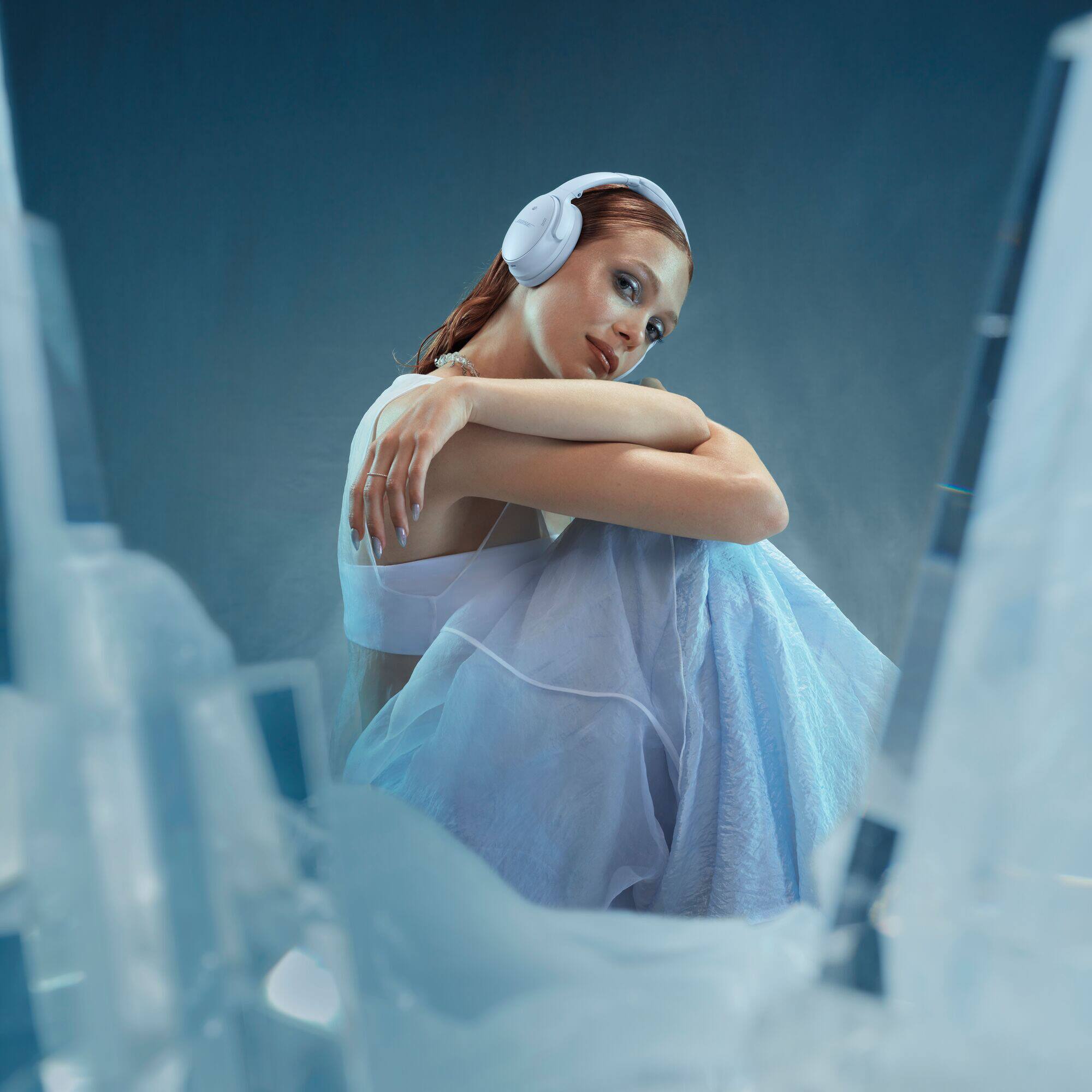 Alt View 5. Bose - QuietComfort Wireless Noise Cancelling Over-the-Ear Bluetooth Headphones - Ice Blue.