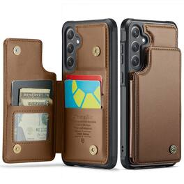 Dteck - for Samsung Galaxy A17 5G Wallet Case with Card Holder, RFID Blocking Credit Slots Kickstand Shockproof Phone Cover - Brown
