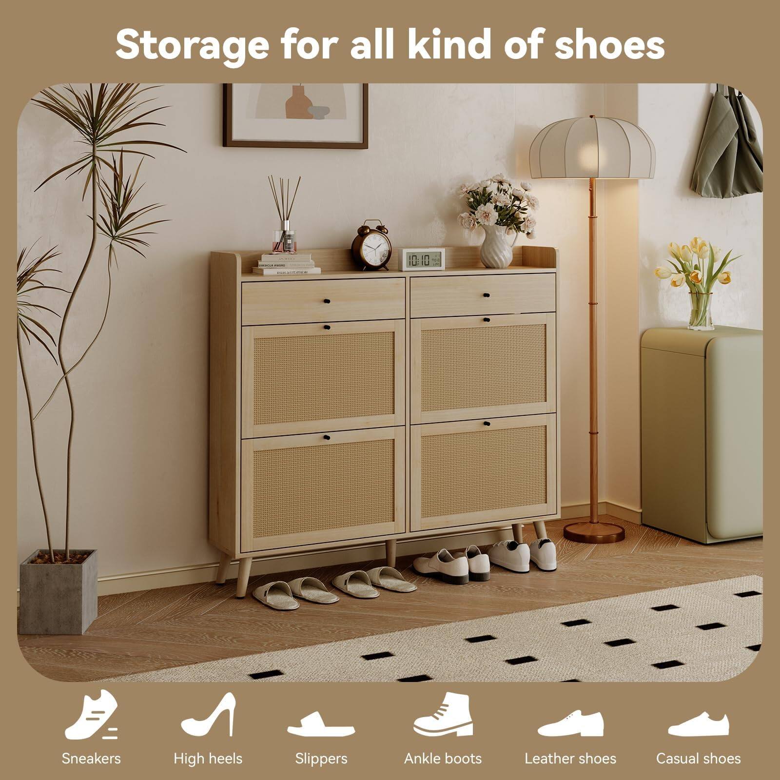 Storage for all kind of shoes

- Sneakers
- High heels
- Slippers
- Ankle boots
- Leather shoes
- Casual shoes