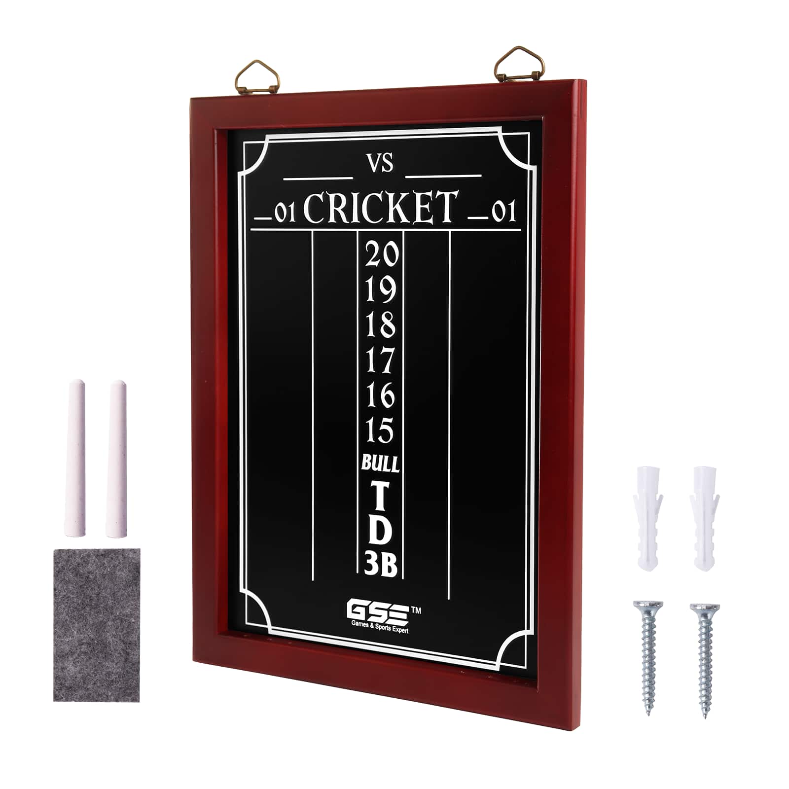 GSE Games & Sports Expert - Chalk Dart Scoreboard for Dart Board Cricket & 01 Dart Games with Chalks and Chalk Wipe (Large) - Green