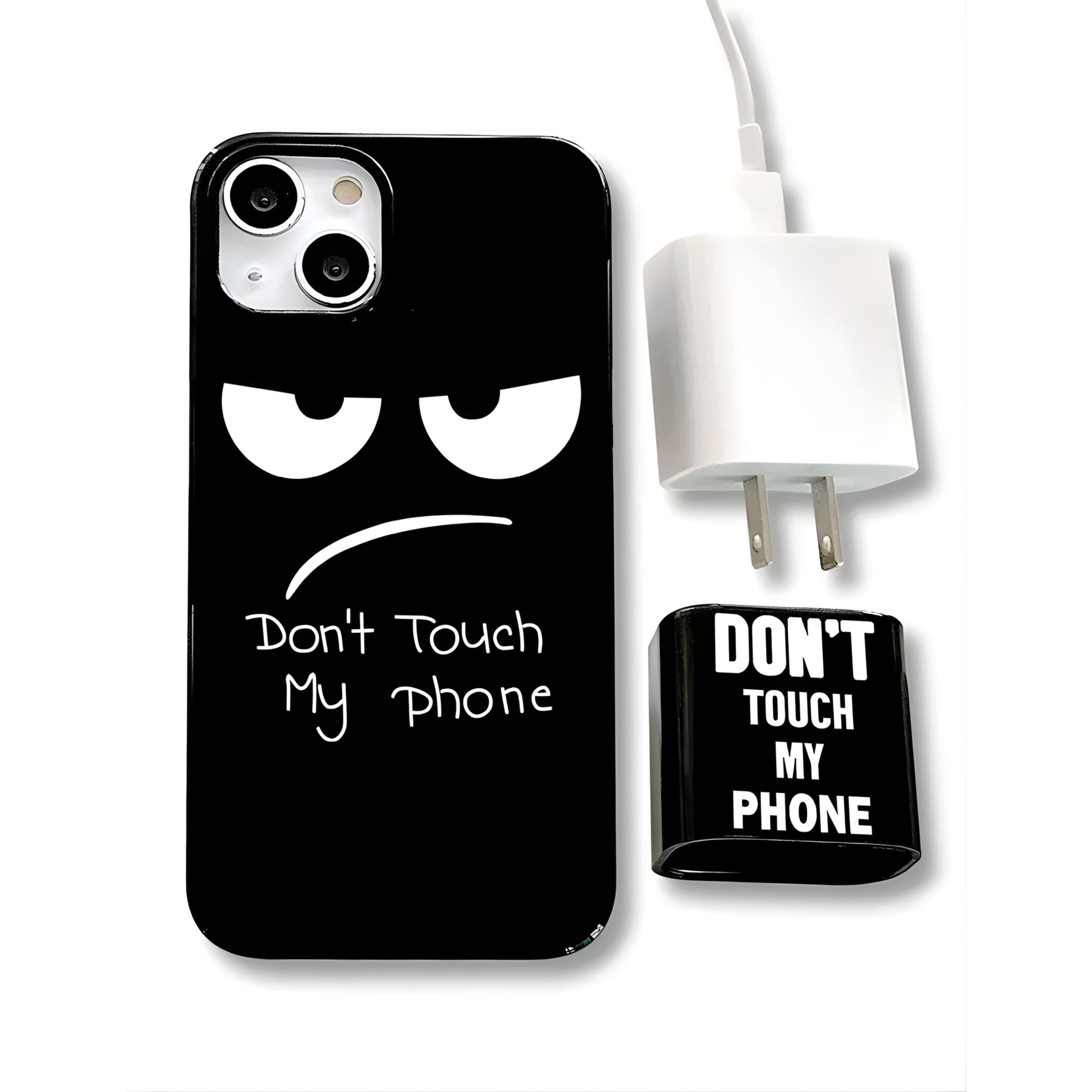 Kitcheniva - Don't Touch My Phone Design iPhone Case And Charger Cover Iphone 14 - Black